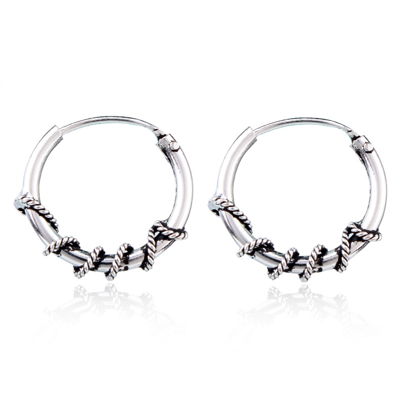 

Dayoff European Bali Style Endless Earrings Small Circle Earring Women Man Round Earring Jewelry Ethnic Simple Earings E35
