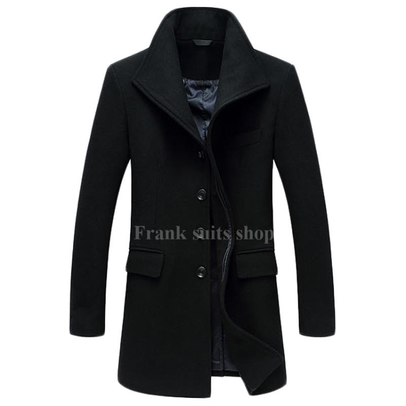 

2020 Custom-made Autumn Winter Men's Woolen Jackets Coats Turn-down Collar Men Long Wool Blend Coat Casual Male Overcoat, As picture