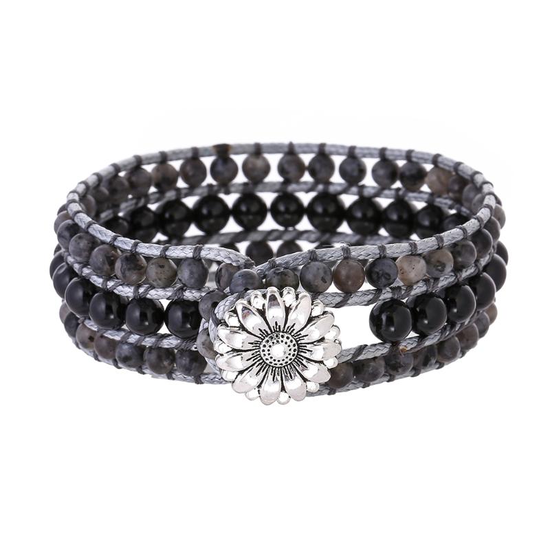 

Men and Women Boho Style Natural Obsidian Bead Stone Statement Wrap Bracelet Jewelry