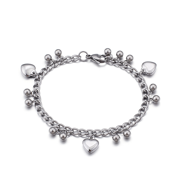 

Fashion Korean version of the new titanium steel bracelet small round beads accessories heart-shaped ladies bracelet