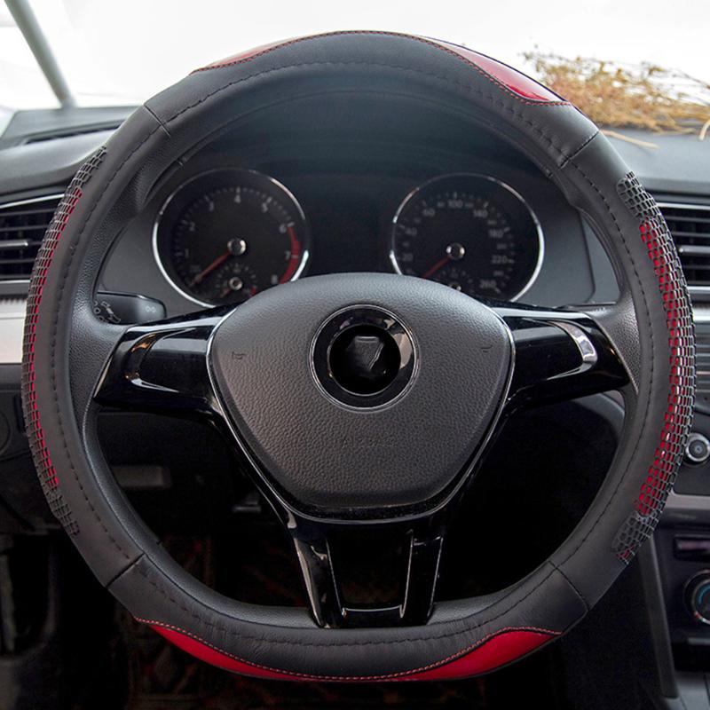 

Car Steering Wheel Cover Breathable Anti Slip PU Leather Steering Covers Suitable Auto Decor Carbon Fiber Car Steer Wheel Cover