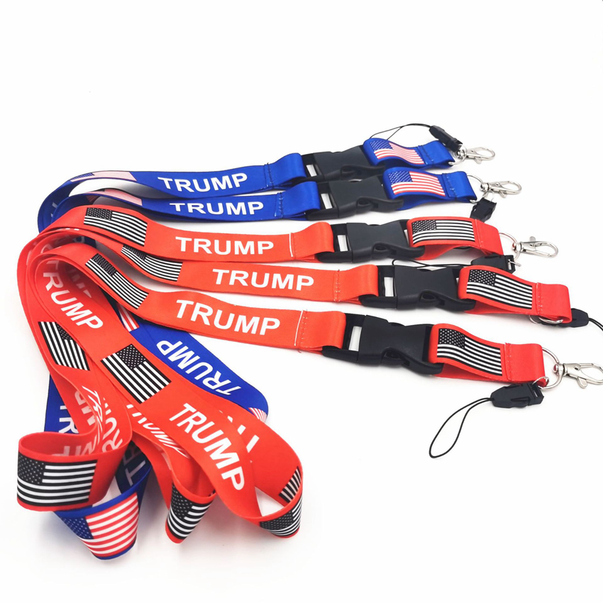 

Trump Lanyards 2020 American Election Lanyard Pendants USA Flag Make America Great Key Ring Straps for mobile phone or cards GGA3749-3