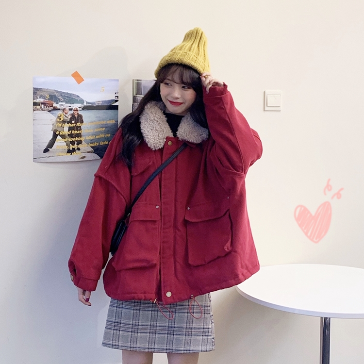 

Make firm offers ~ more relaxed joker INS web celebrity retro tooling collars clip mian mian cotton-padded clothes coat, Gray