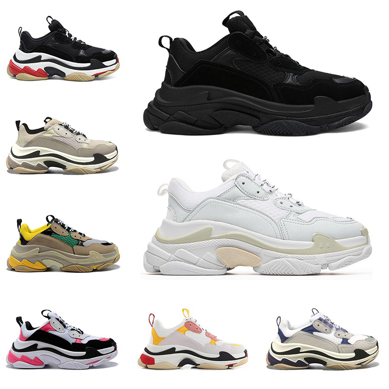 

Triple s men women platform shoes fashion paris sneakers black white beige bred pink green vintage mens trainers casual jogging walking, #10