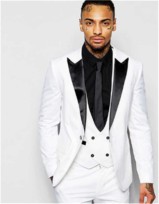 

2020 new men's dress wedding dress groom best man's Suit Tuxedo three piece suit (jacket + pants + vest, As picture
