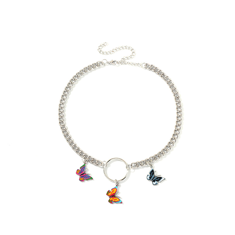 

Chokers Three Butterfly Thick Choker Necklace For Women Jewelry Collares Friends Chains Girl Accessories Aesthetics Suspension XL10135