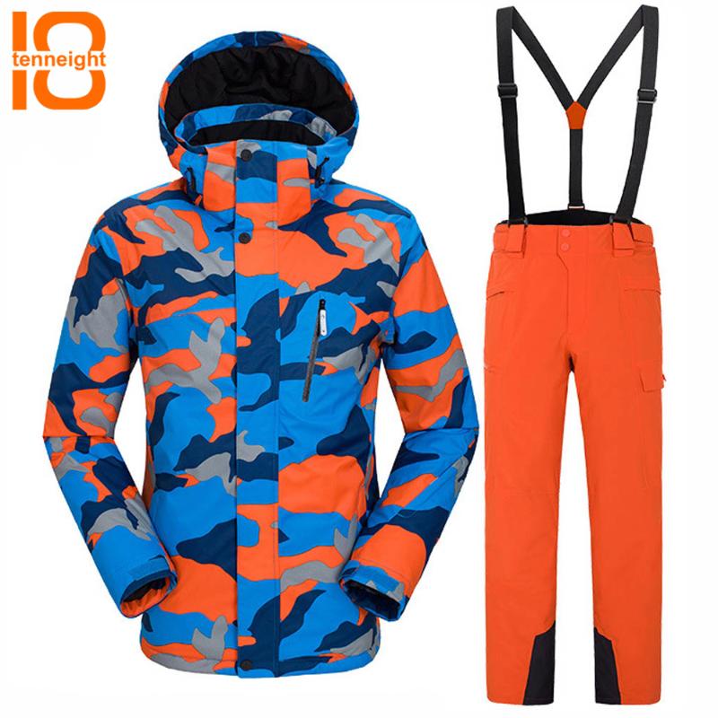 

TENNEIGHT Winter Ski Suit Men' Windproof Waterproof Thermal Outdoor Skiing Snowboarding Jacket And Pants sets Climbing Skating, 06