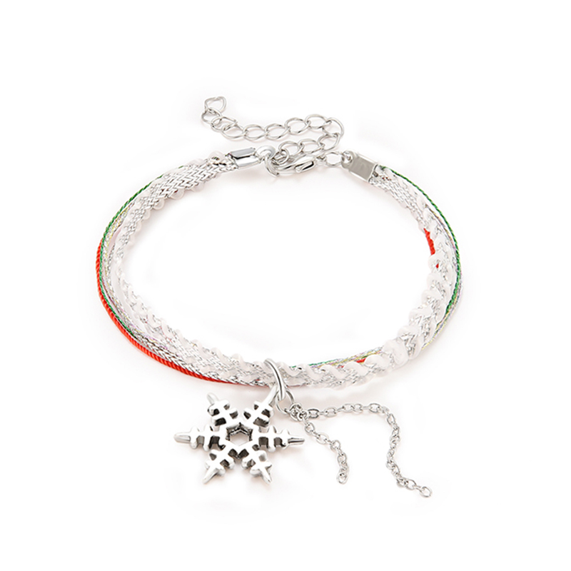 

Multilayers Christmas Fashion Bracelets For Women Copper Alloy Snowflake Pendants Link Chain Bracelets Jewelry Femme Pulseras