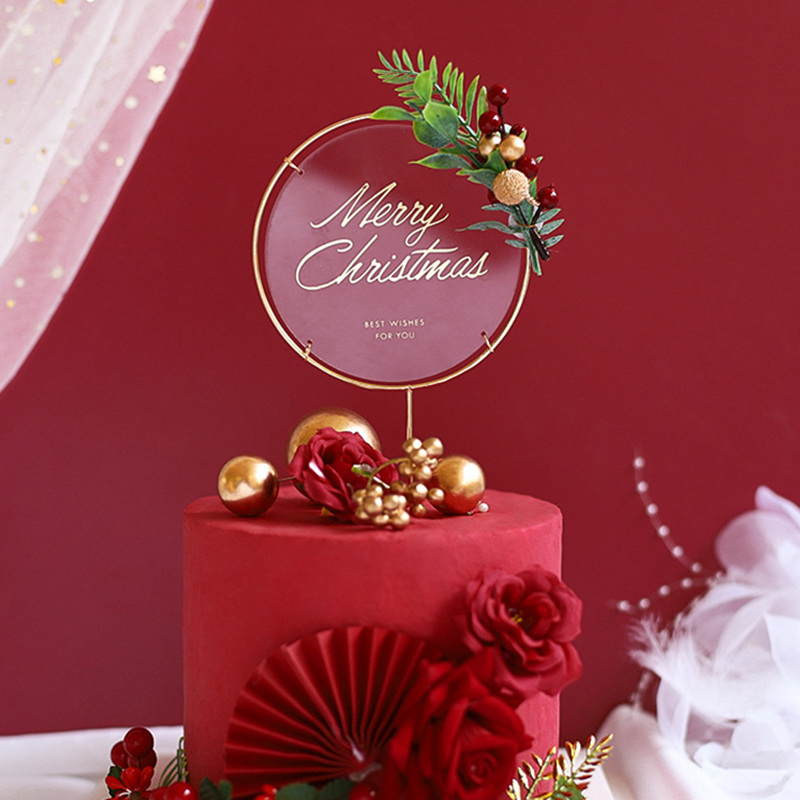 

Merry Christmas Acrylic Cake Topper Christmas Ornament Cupcake Cake Decoration For Xmas Party Home Decor Navidad New Year Gifts