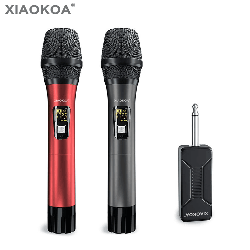

UHF Wireless Microphone Karaoke Dual Handheld Dynamic Mic Set with Rechargeable Receiver, 260ft Range, 6.35mm(1/4'') Plug MIC