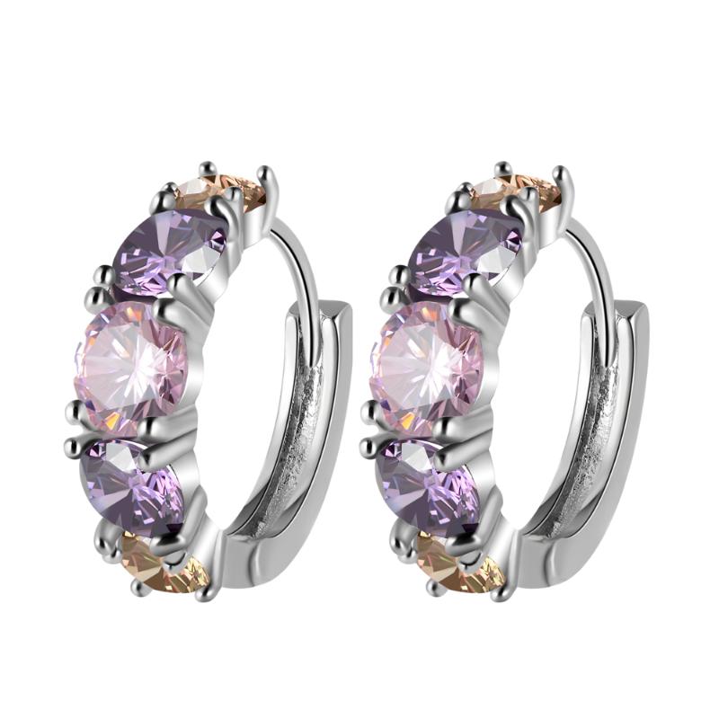 

Colorful CZ Zircon Silvery Studs Earrings For Women Earrings With Stones Austrian Crystal Pendientes Wholesale