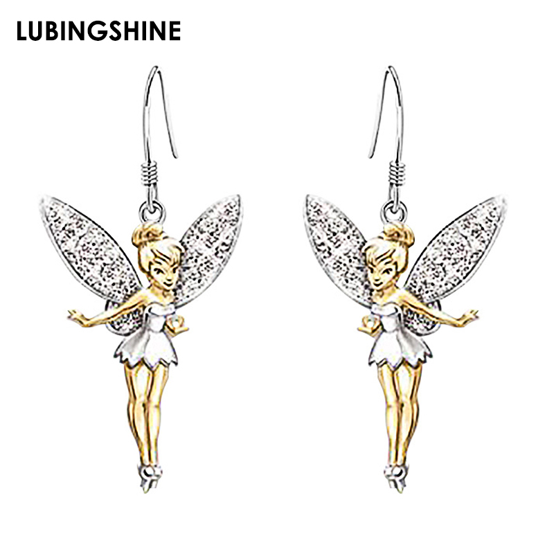 

Fashion Gold Color Fairy Elf Earrings Charm Dancer Dangle Earrings For Women Girl Gift Banquet Party Jewelry Accessories