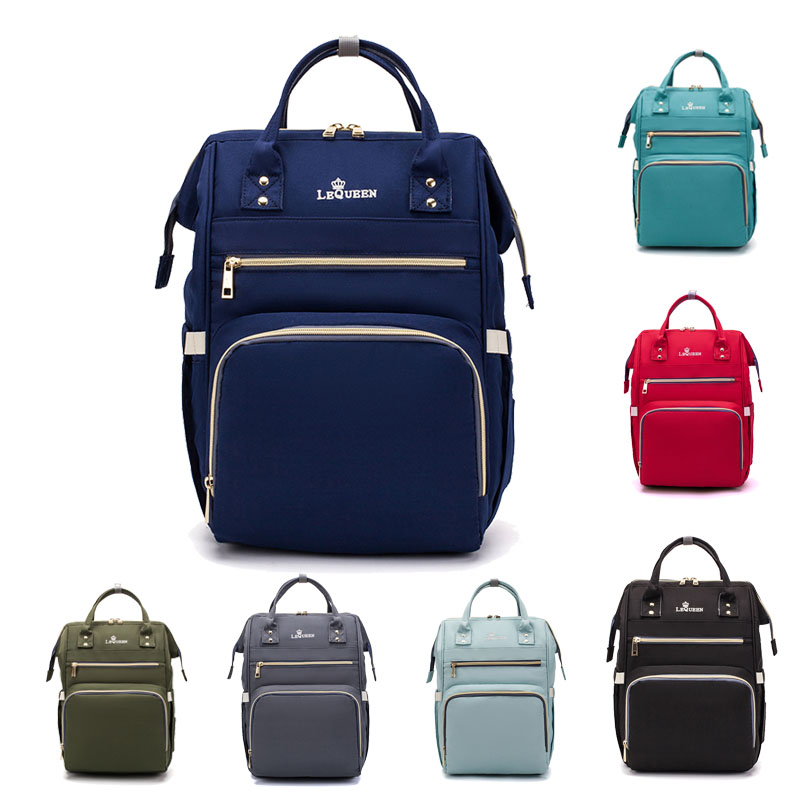 

Lequeen Mummy Bag Diaper Backpack Large Capacity Travel Nursing Bag Portable Nappy For Baby Stroller new style Multiple, Green