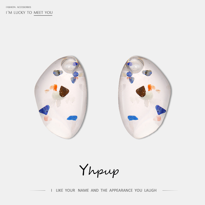 

Yhpup Trendy Random Color Resin Acetate Acrylic Geometric Stud Earrings Simple Design Statement Jewelry boucle d'oreille femme