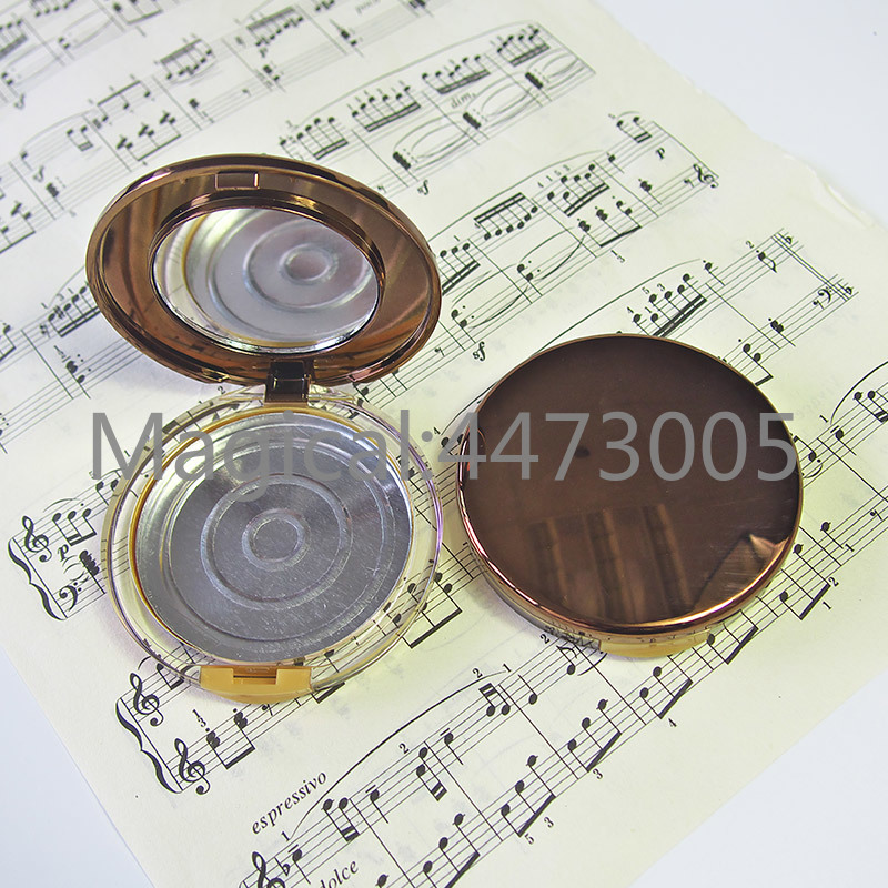 

20pcs/lot Empty Cosmetic Gold Eyeshadow Case with Aluminum Pan mirror Makeup Puff Compact Container Blush Box Flip Cover