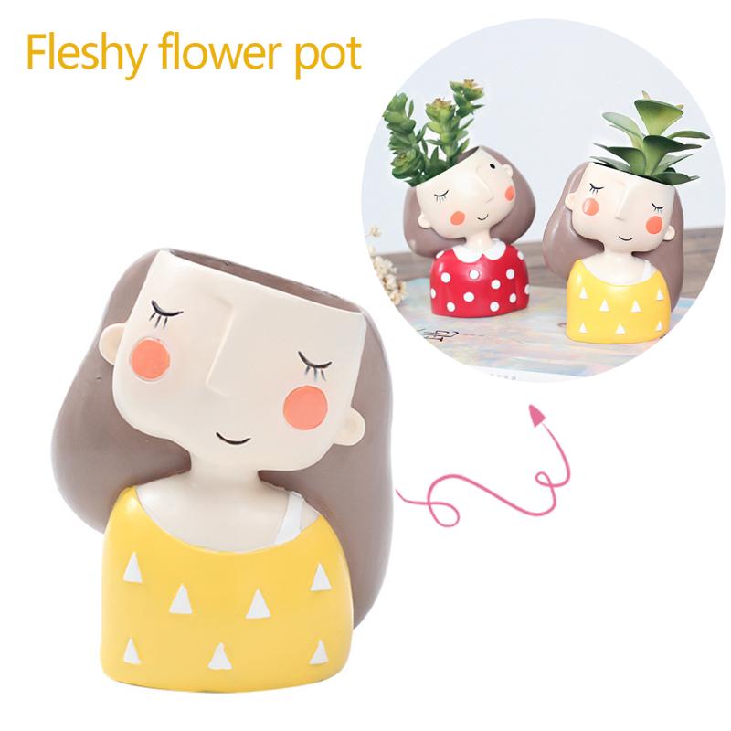

Creative Cartoon Succulent Flower Pot Cute Boy Girl Doll Resin Flower Pot Vase Micro Landscape Ornaments Couple Gifts Home Decor