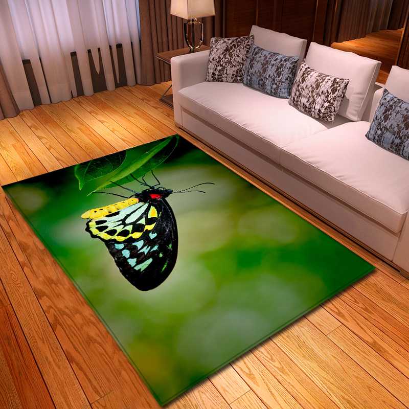 

Nordic Carpets Soft Flannel 3D Printed Butterfly Area Rugs Parlor Mat Rugs Anti-slip Large Rug Carpet for Living Room Decor, No-7