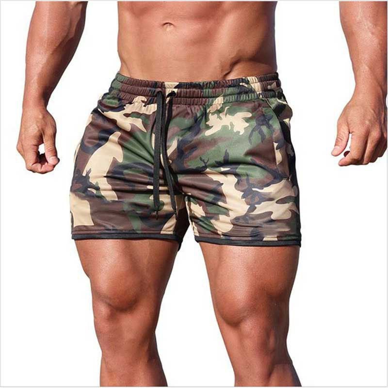 

Summer new fitness shorts Fashion Breathable quick-drying gyms Bodybuilding Joggers shorts Slim fit camouflage Sweatpants, White