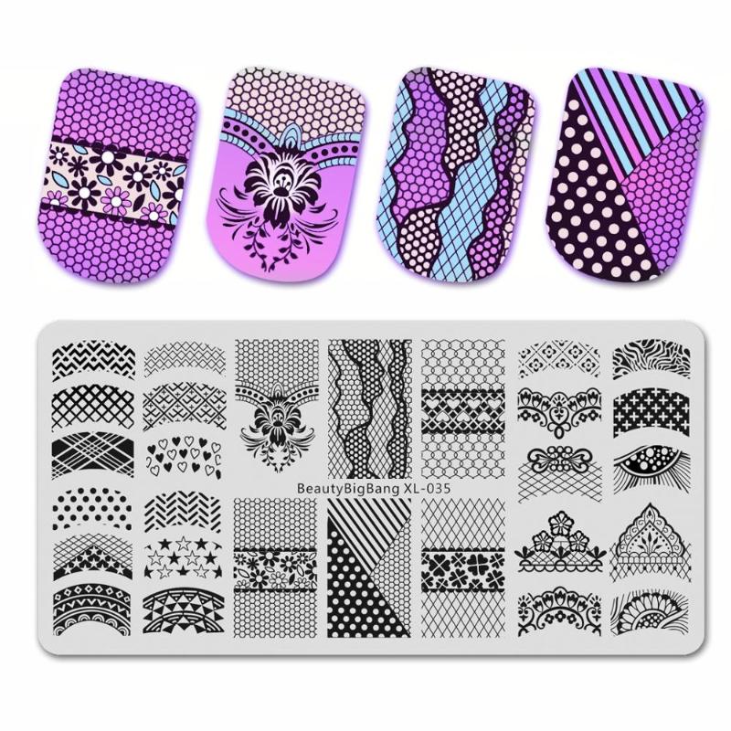 

Lace Theme Nail Stamping Plates Sexy Striped Image 6*12cm Stainless Steel Template Nail Art Stamping Plate BBB XL-035