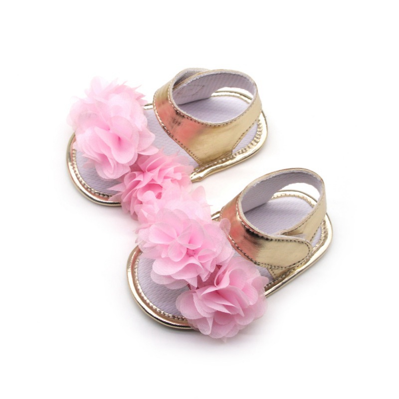 

2020 Baby summer sandals colorful flower sweet sandals gold PU baby shoes toddler shoes for -18M, Red