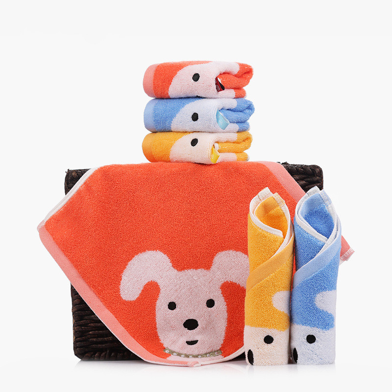 

Towel 1 Pc 34x34m 100% Cotton Square Cartoon Dog Pattern Children Small Towels Candy Color Kid Baby Face, Yellow