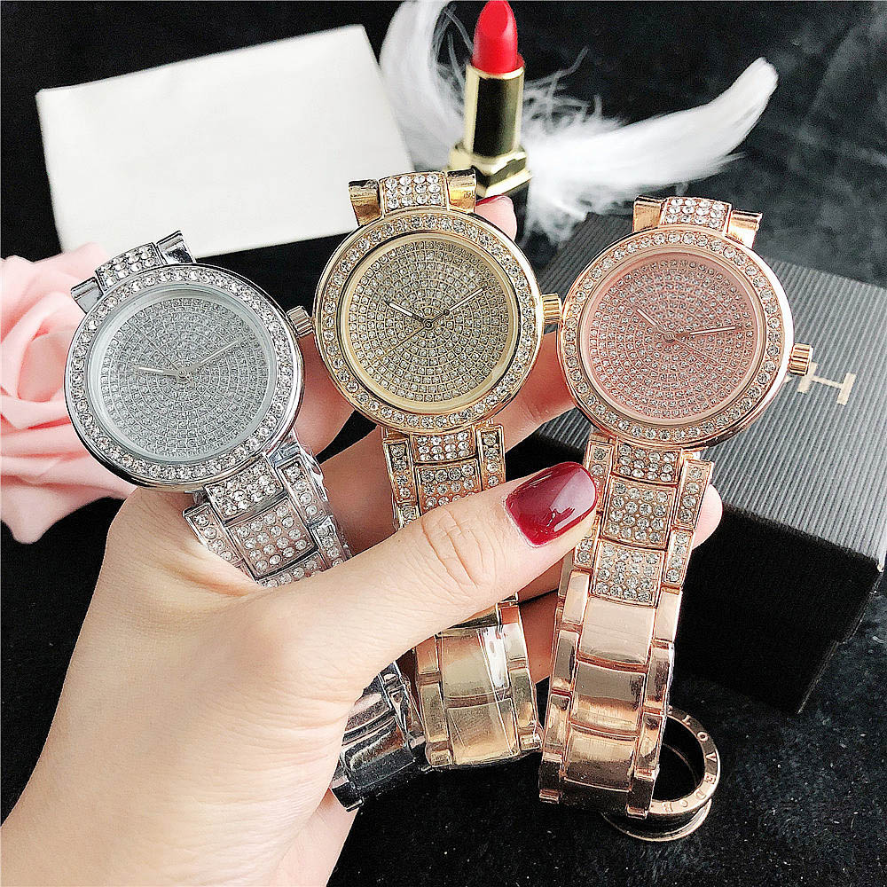 

Fashion Brand Watches Women girls crystal style metal steel band Quartz wrist Watch CO07, Gold