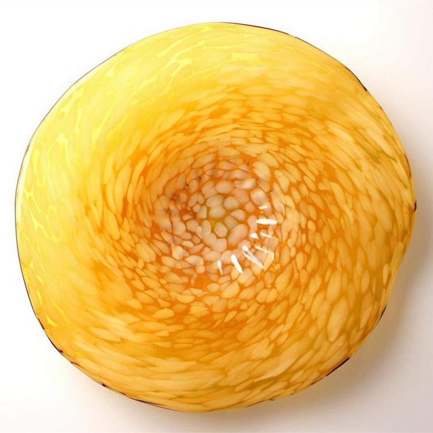 

Yellow Color Abstract Leaf Flower Wall lamps Art Hand Blown Glass Plate Nordic Posters wall lights for Living Room