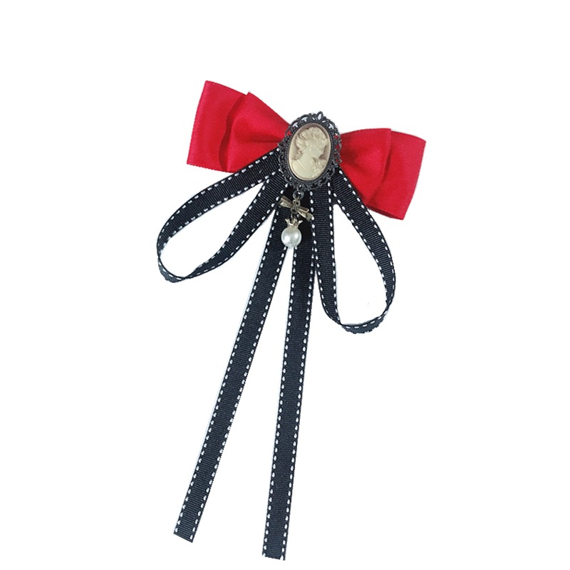 

Neck Ties Retro Beauty Head Fabric Ribbon College Collar Brooch Flower Pearl Bow Tie Shirt Tide Dress Pin Gift For Men Women Accessories