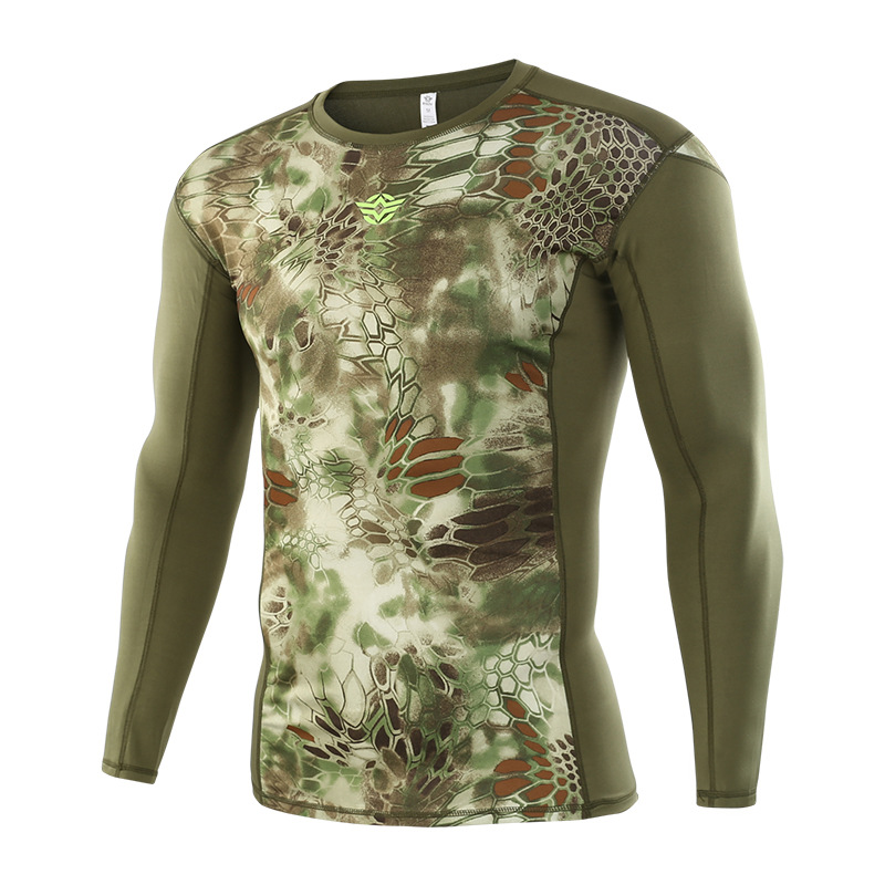 

Outdoor Hunting Camouflage T-Shirt Breathable Tights Army Tactical Mens Compression T-Shirt Fitness Bodybulding Running Cycling, Black python