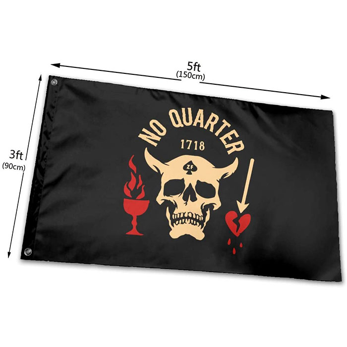 

Blackbeard No Quarter 1718 Pirate Skull Pageant Flag 100D Polyester Outdoor or Indoor Club Digital printing Banner and Flags Wholesale
