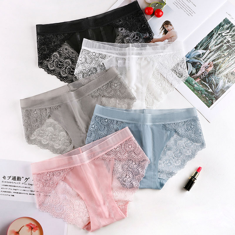 

3Pcs/Lot Fashion Sexy Translucent Lace Panties Women Cozy Lingerie Briefs Woman Underpants Intimates Underwear Soft Low Waist