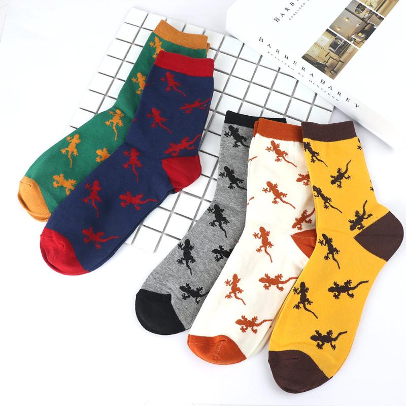 

Cartoon Lizard Animal Design Men Socks Casual Sock Autumn Winter Warm Stocking Fashion Accessories Breathable Stocking, Blue