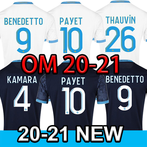

20 21 Olympique De Marseille Soccer Jersey OM Jerseys 2020 2021 Maillot De Foot PAYET THAUVIN BENEDETTO Football Jerseys Men and Kids Kit, Black;yellow