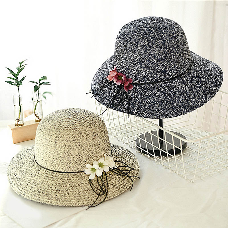 

2020 Hot Sale Round Top Raffia Wide Brim Straw Hats Summer Sun Hats for Women With Leisure Beach Lady Flat Gorras