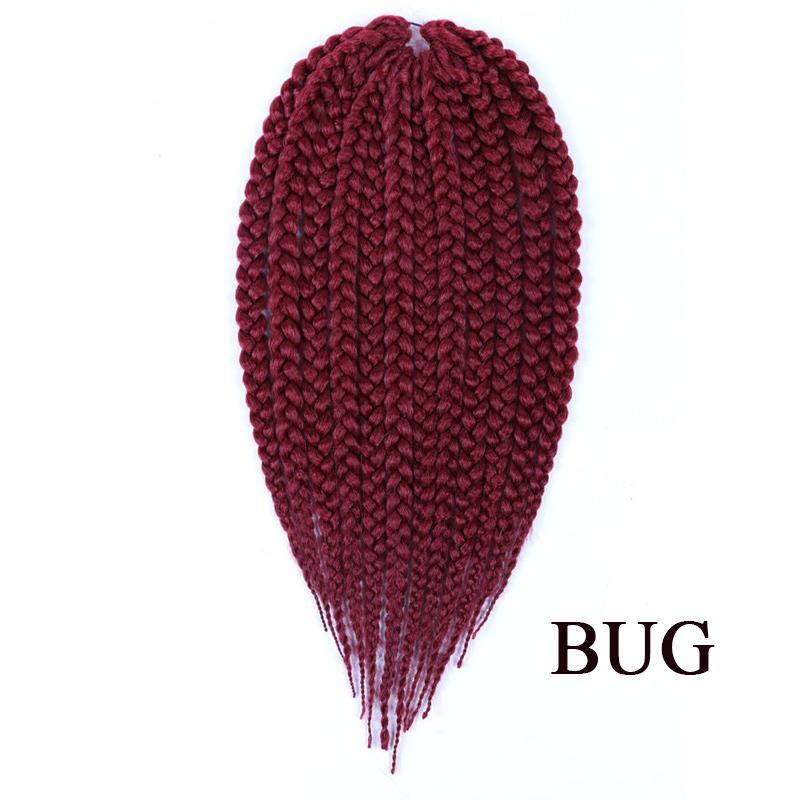 

Synthetic Box Braids Crochet Hair 80g/pc 12Roots Ombre Braiding Hair Extension 14" Red Black Brown Crochet Braid, 1b#