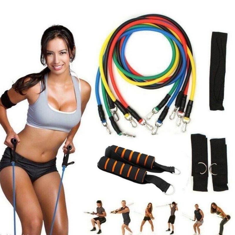 

11 Pcs Latex Crossfit Resistance Bands Set FitnessTraining Yoga Exercise Tubes Pull Rope Rubber Expander Elastic Bands with Bag