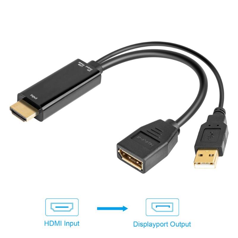 

Male Extensions 3840x2160 UHD 4K to DisplayPort Female Adapter 15cm Cable with USB2.0 Power for PC DP Dosplay