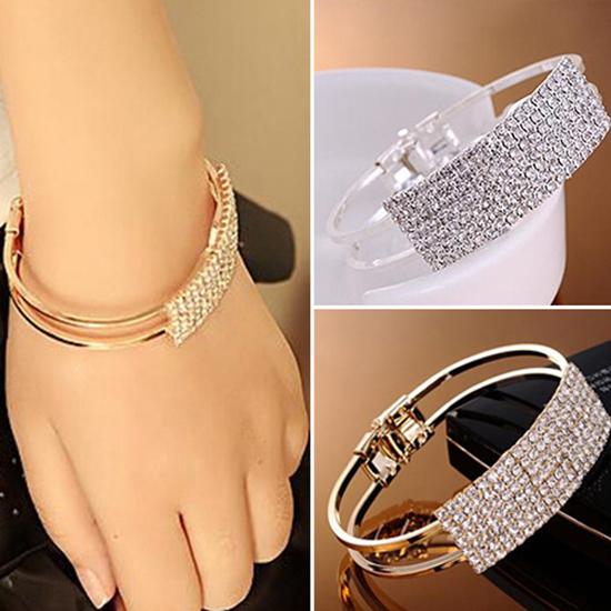 

New Fashion Elegant Women Bangle Wristband Bracelet Crystal Cuff Bing Lady Gift