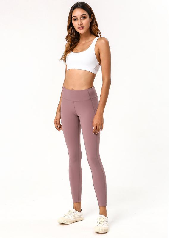 

women good quality yoga workout fitness gym running leggings yoga pants nude skinny with phone pocket, No 4 color black