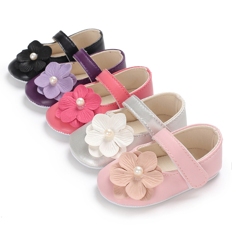

Cute Flower Baby Girl Shoes Pu Leather Newborn Toddler Girls Shoes First Walkers Soft Sole Non-Slip Infant Schoenen Meisje, Pink