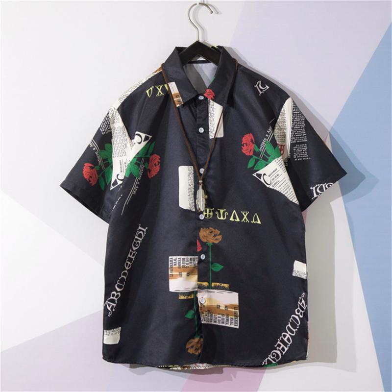 

Men Summer Fashion Shirts Casual Printing Beach Shirts Long-Sleeve Top Blouse Men Fashion Casual Long Sleeved Soft, Black