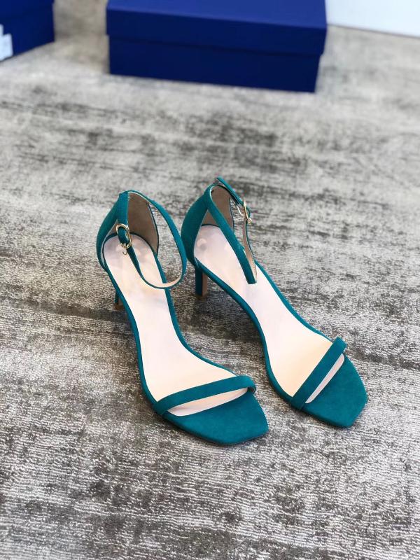 

Women's sandals Europe station women's shoes 2020 summer new leather peep toe slim heel buckle fashion High Heels Sandals trend, Blackish green