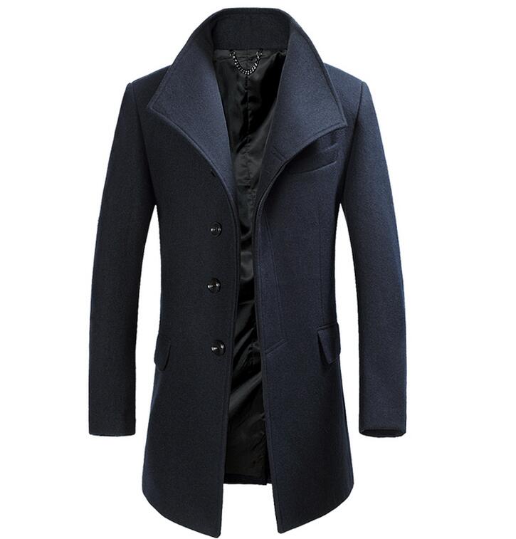 

3XL HOT Winter Men New Fashion Cultivate One' Morality Of Wool In The Long Single Breasted Lapels Coat, Black