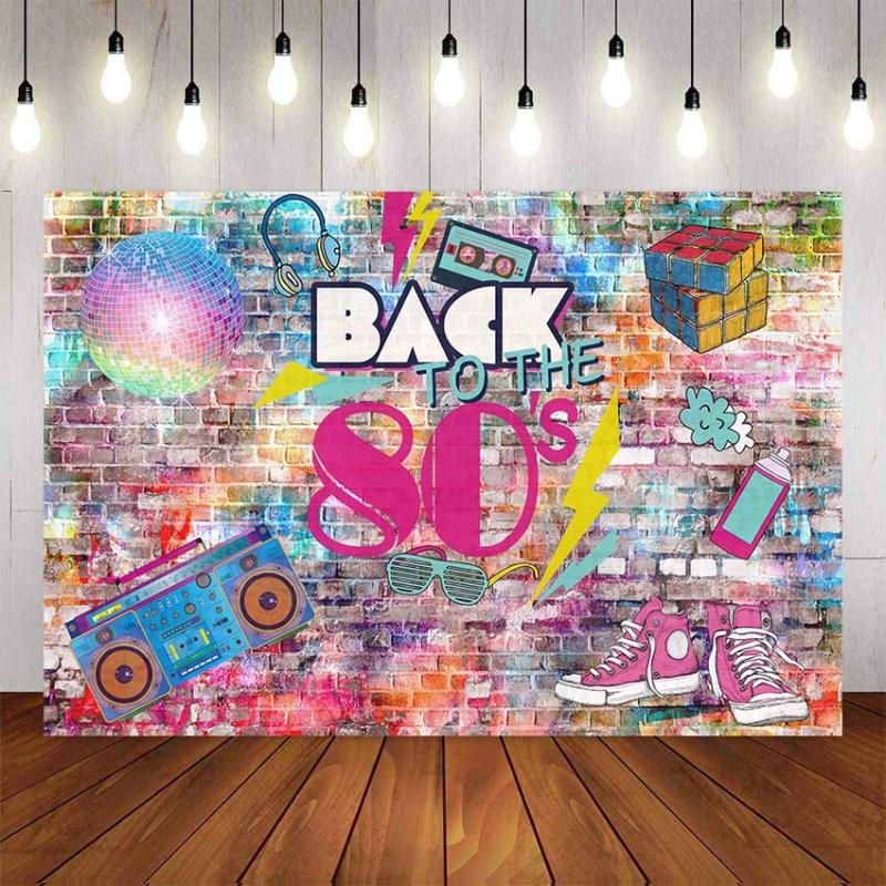 

Graffiti 80's Themed Party photography Background 80s Backdrops for Parties Hip Hop Decor Birthday Photo Booth Props Banner