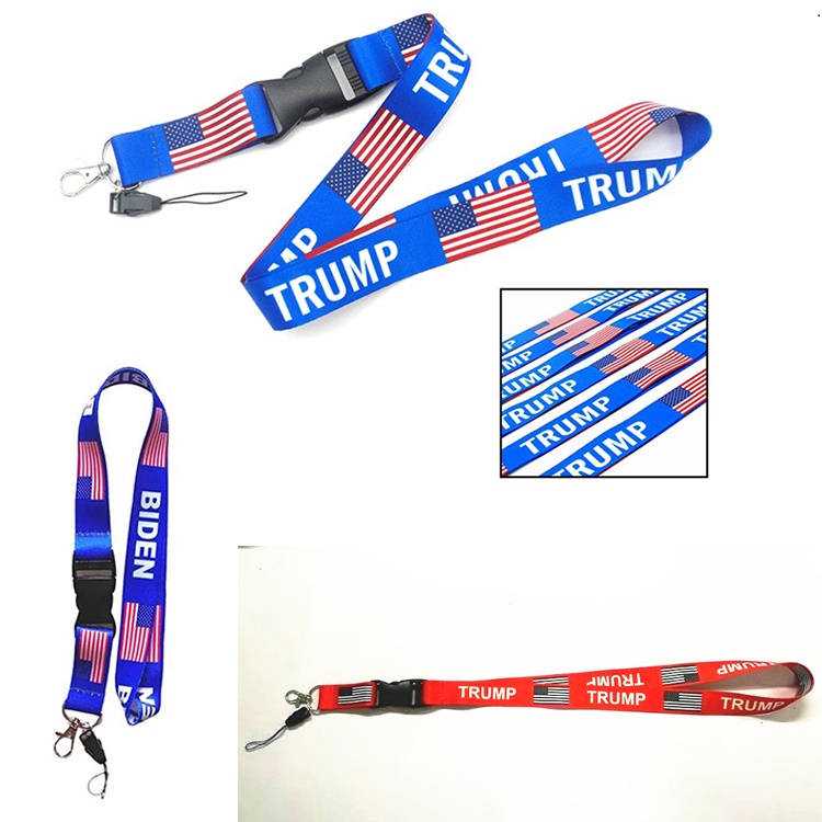 

Donald TRUMP Biden U.S.A Removable Flag of the United States Key Chains Badge Pendant Party Gift moble phone lanyard Key Ring
