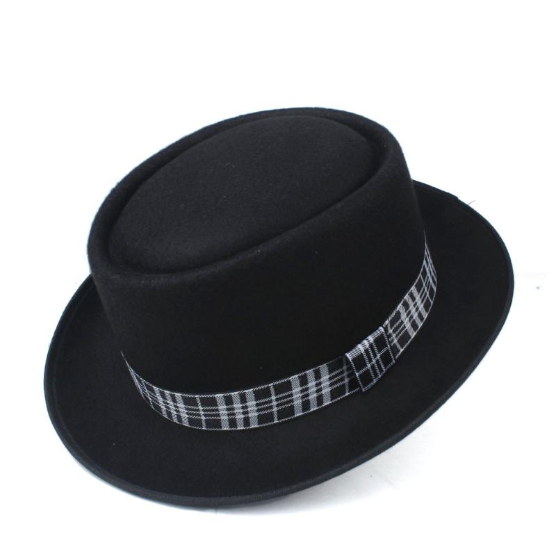 

2020 New Men Women Pork Pie Hat Trilby Hat Party for Lady Dad Wool Fedora, Black