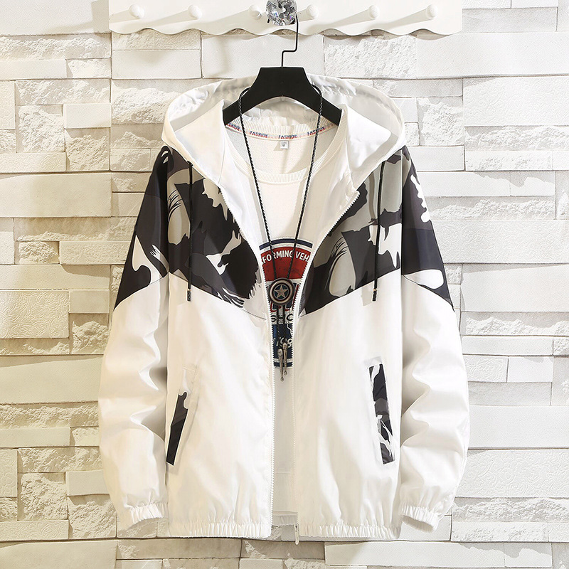

Camouflage Jacket Men Printed Hooded Jacket Patchwork Windbreaker Coats Casual Camo Designer College Color Block Autumn