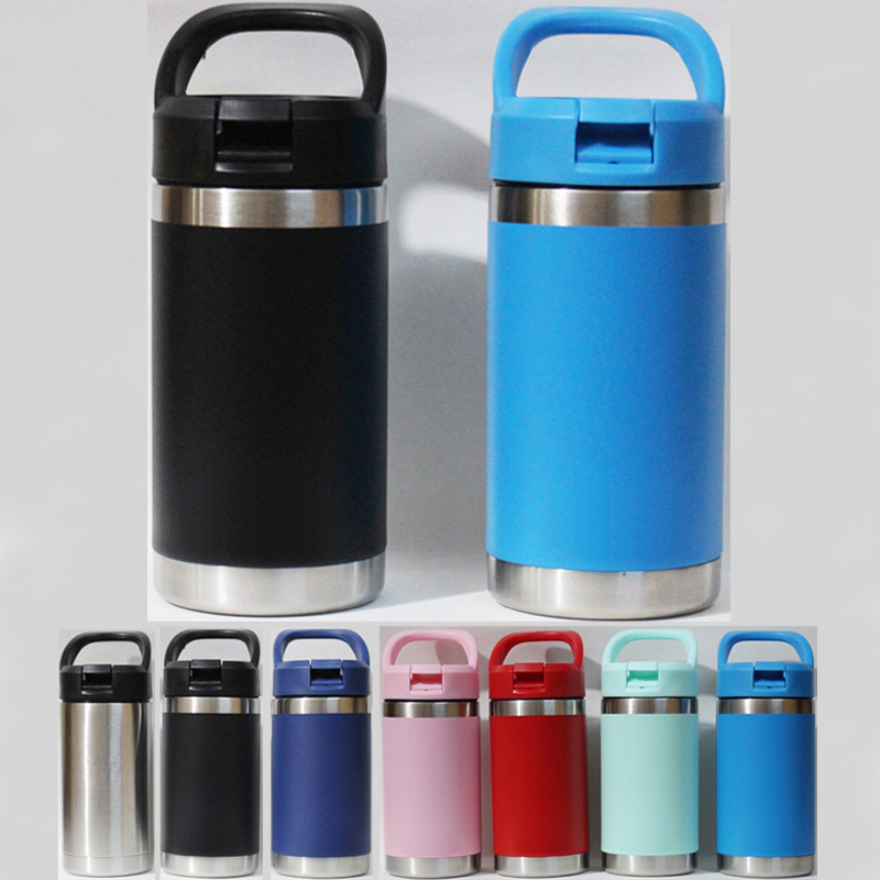 12 oz Kids Water Bottle Stainless Steel Tumblers with straw lid 12oz Large Capacity Sports Cups best quality Mugs by DHL