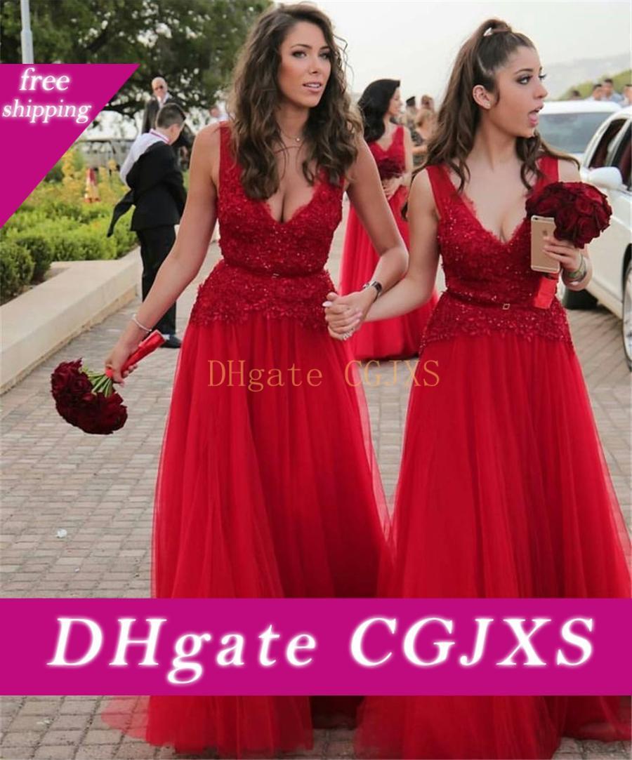 apple red bridesmaid dresses cheap