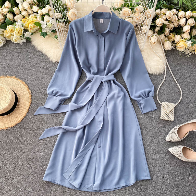 

Autumn 2020 New Fashion Women' Elegant Long-Sleeved Casual Dress Lady Solid Color Elegant Vestidos De Fiesta N662, Black